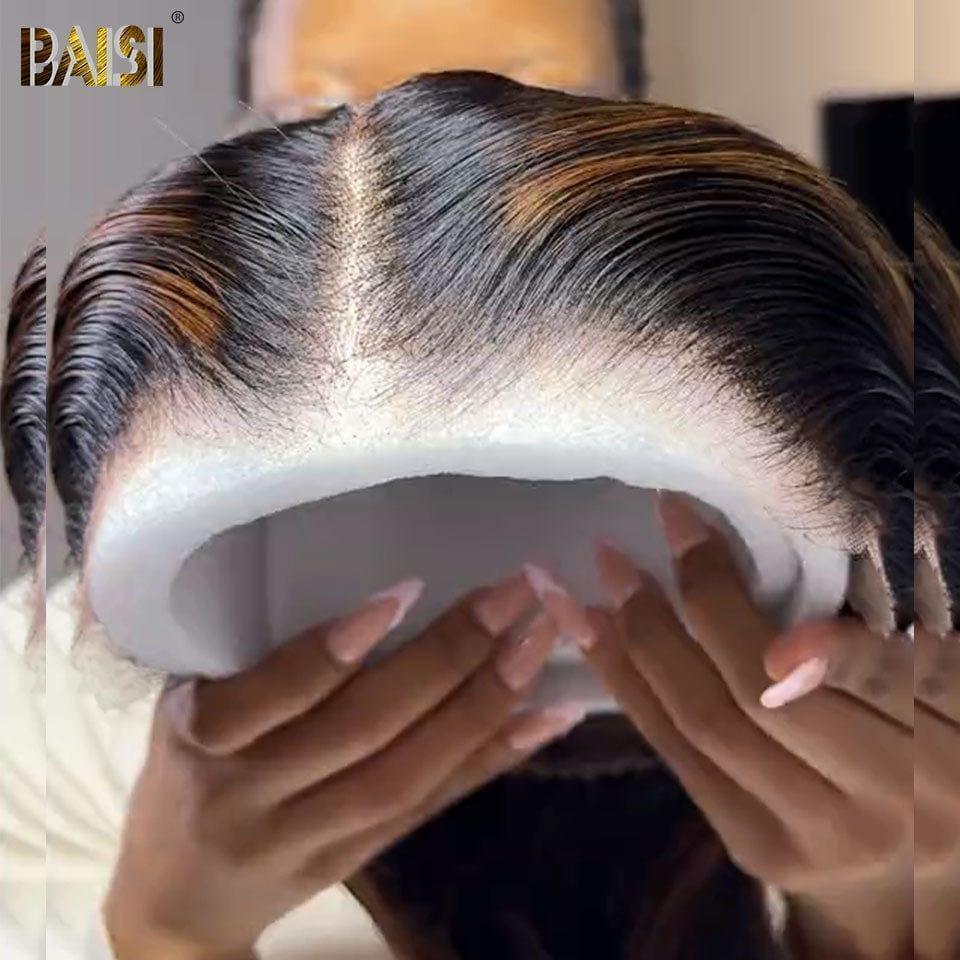 BAISI 13X4 Perruque Bob Lisse En Mixte #1B#30 Pré-plucked Pas Besoin de Colle en 100% Raw Hair Lace déjà couper