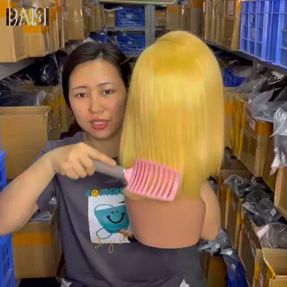 Parrucche bob dritte BAISI 13X4 di colore giallo € 119 10 pollici in capelli umani al 100%