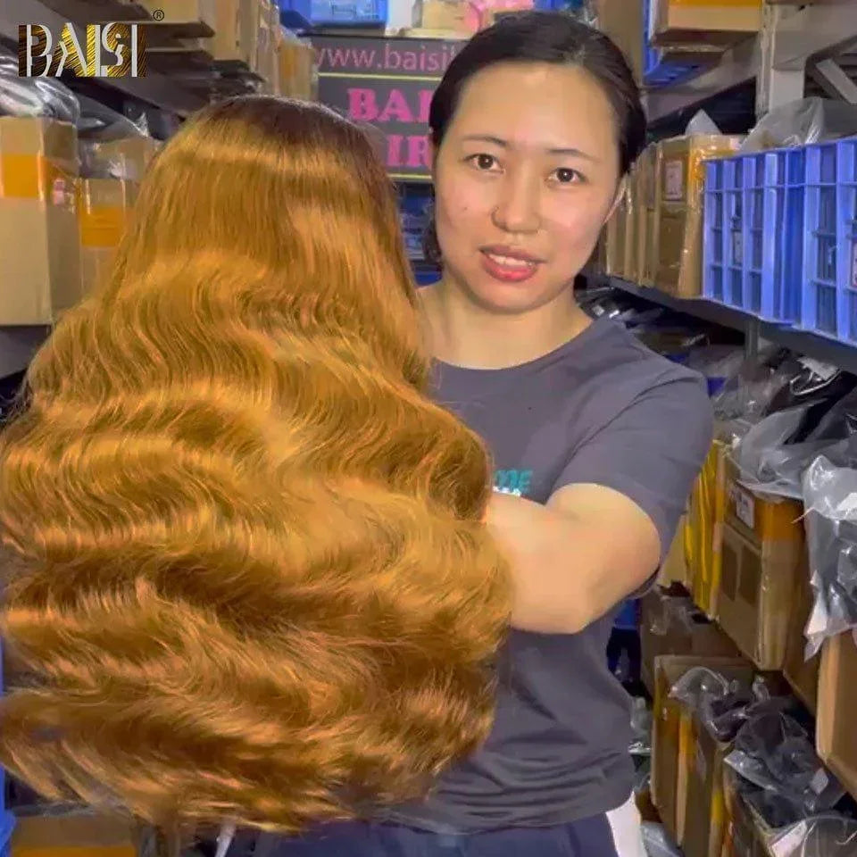 BAISI 13x4 Lace Frontal Wig Body Wave in Honey Color #4/#30