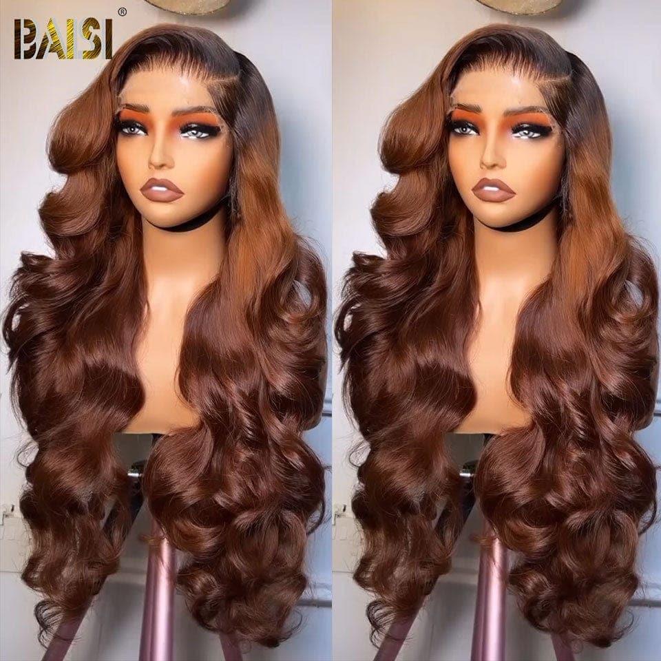 BAISI 13x4 Lace Frontal Wig Body Wave Schwarz Braun 1B#4 in 100% Echthaar