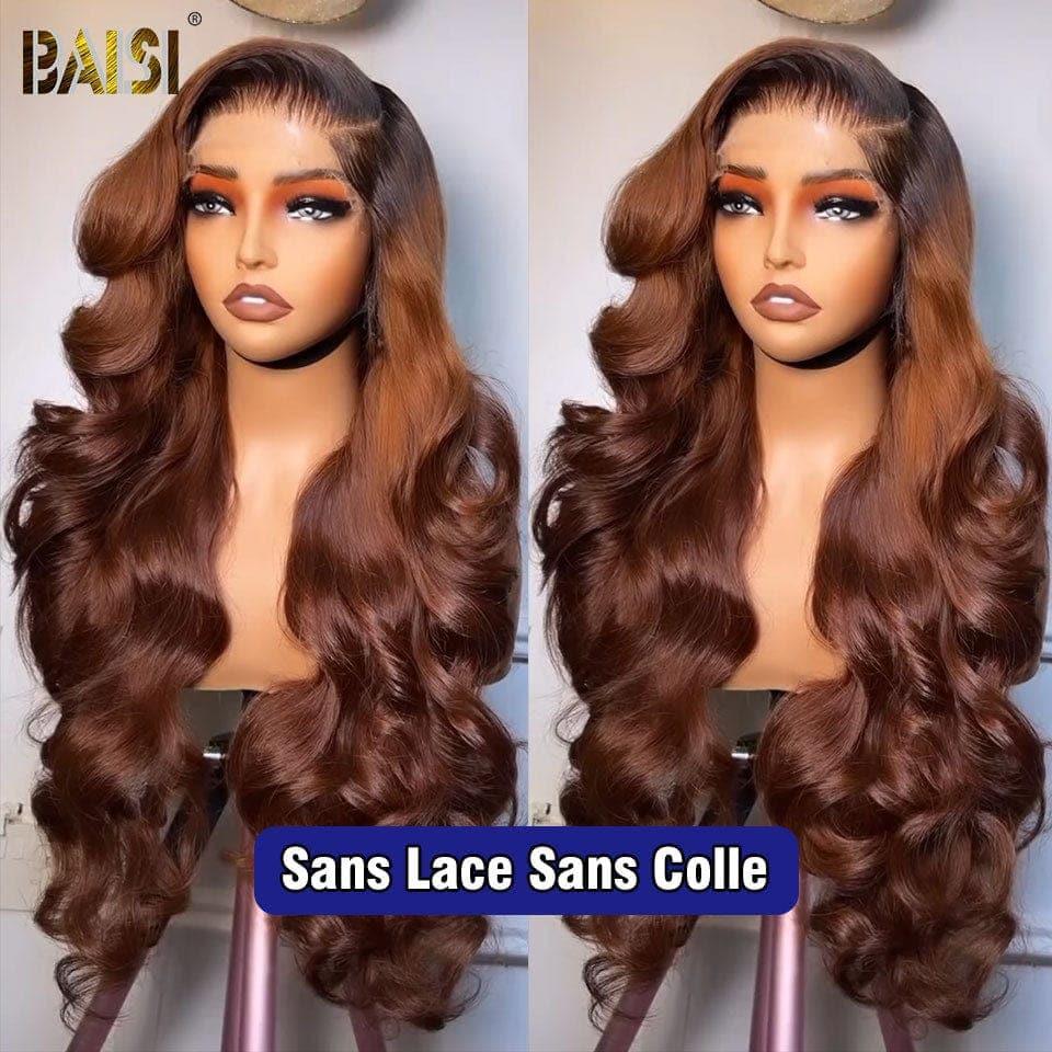 BAISI 13x4 Lace Frontal Wig Body Wave Schwarz Braun 1B#4 in 100% Echthaar