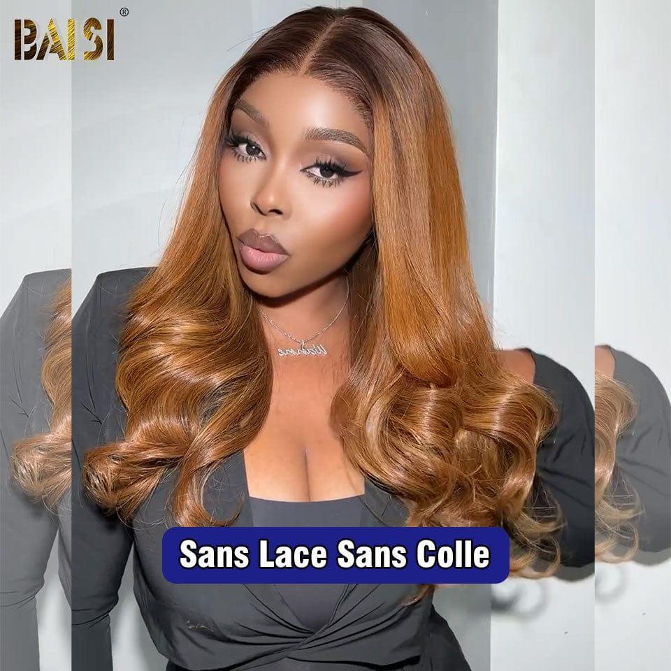 BAISI 13x4 Frontal-Perücke, Körperwelle in der Farbe 4T#30, vorgezupft, kein Kleber erforderlich, aus 100 % Rohhaar, Spitze bereits geschnitten