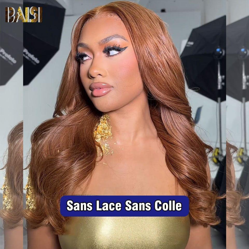 BAISI 13x4 Perruque Body Wave En couleur #33 Sans Colle Lace déjà couper Facile à Porter en 100% Cheveux Humains