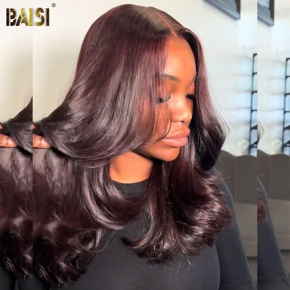Parrucca BAISI Body Wave + Regalo 138€ in colore Bordeaux a metà prezzo in capelli veri al 100%.