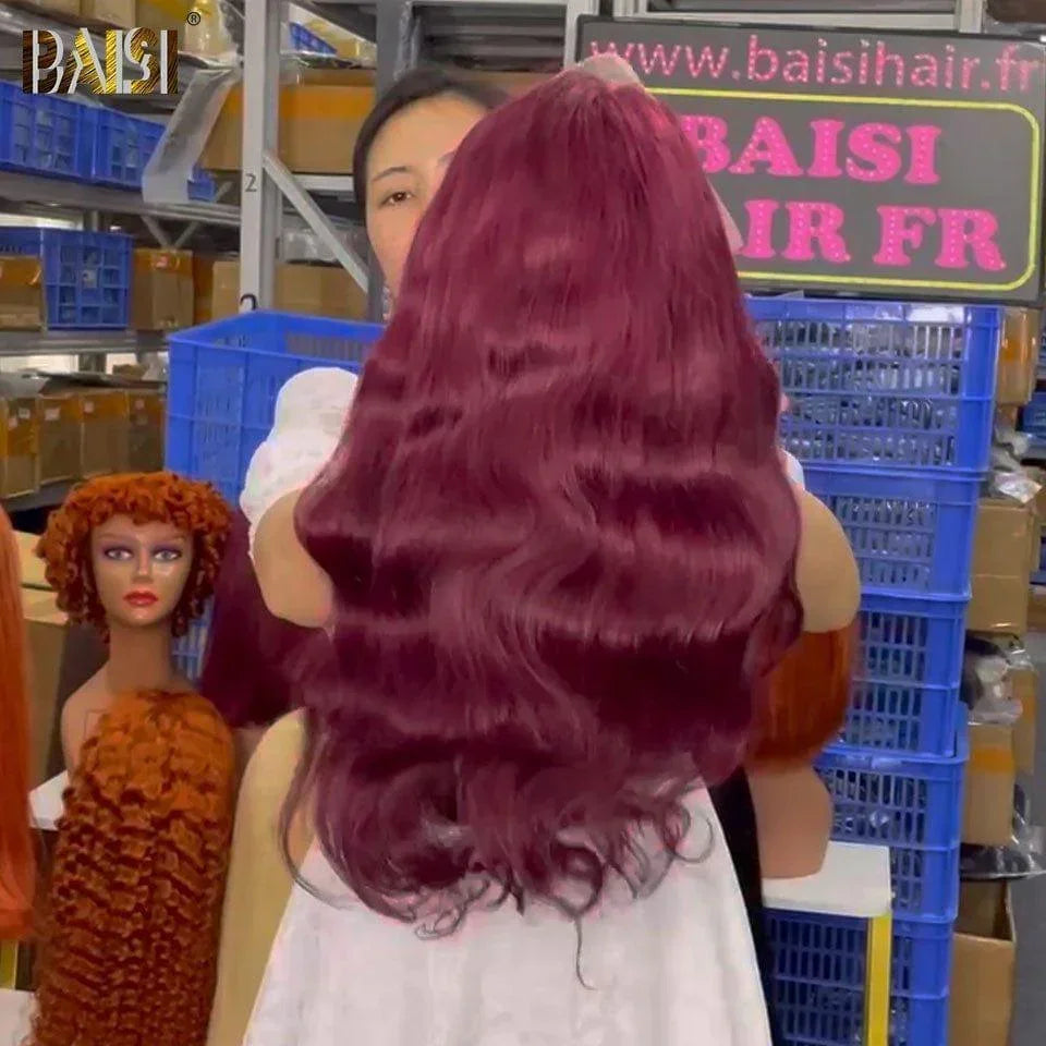 BAISI 13X4 perruque Lisse Mixte Miel 95€ ou Body Wave + Gift en Couleur Rouge ou Bordeaux à moitié prix en 100% cheveux humains MP50