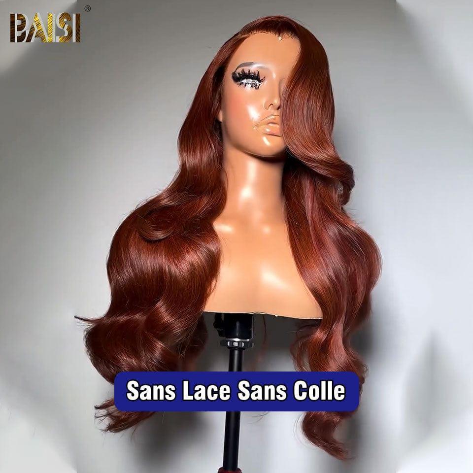 BAISI 13x4 Frontal-Körperwellen-Perücke in Orange, vorgezupft, kein Kleber erforderlich, aus 100 % Rohhaar, Spitze bereits geschnitten