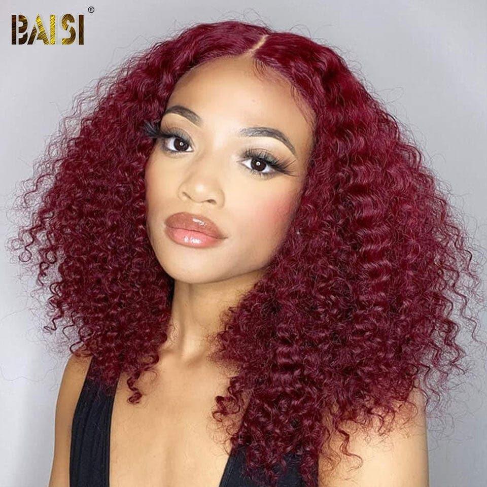 BAISI Lace Frontal BOB Body Wave Perücke Alle Burgunderrot 99J