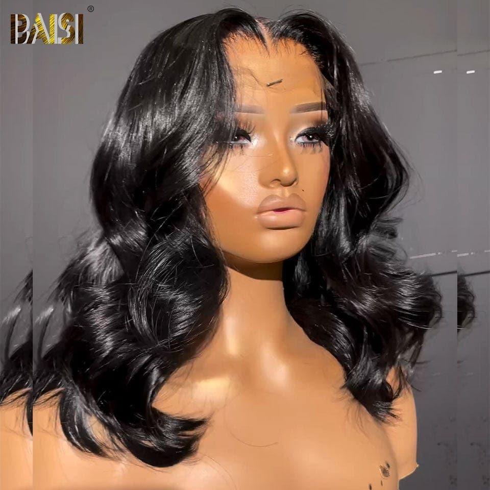 BAISI Achetez 2 perruques minimum au prix d'usine fournisseur 5x5 lace Egg Wave 69€ et 13x4 Frontal Bob Perruque Bouclée Body Wave Sans Colle Lace déjà couper Facile à Porter 100% Cheveux Humains (Pas Besoins De Code)