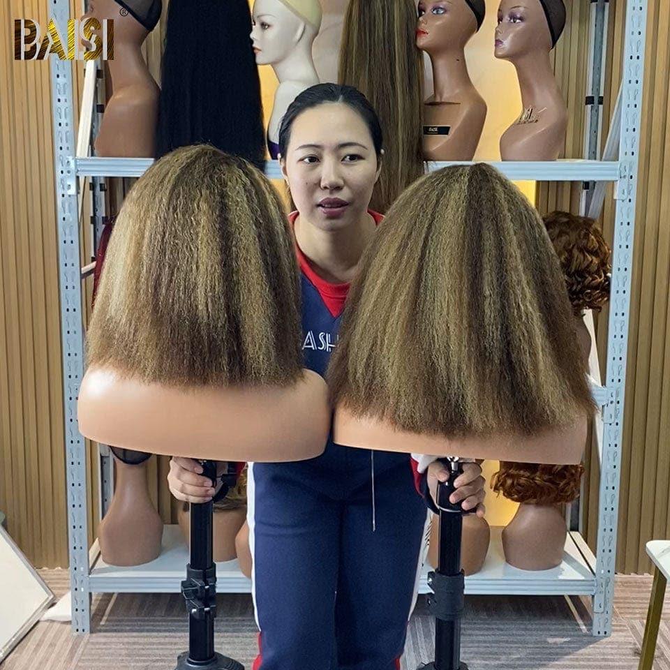 BAISI 13X4 Lace Perruque kinky en Couleur en 100% Cheveux Humains