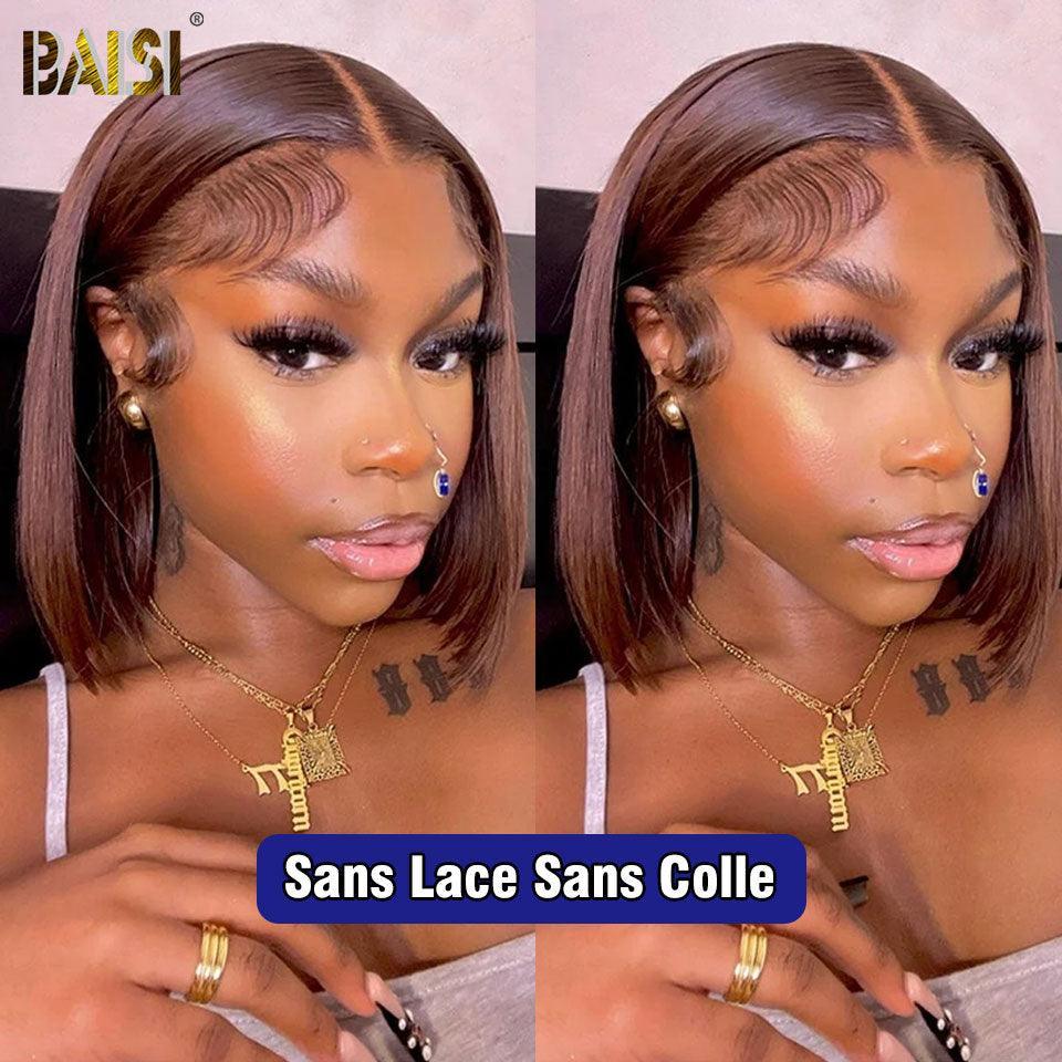 BAISI Acquista almeno 2 parrucche al prezzo di fabbrica fornitore 13X4 Parrucca Bob Liscia marrone #4Pre-pettinata Non serve colla in 100% Capelli Vergini Lace già tagliata (Non serve codice)