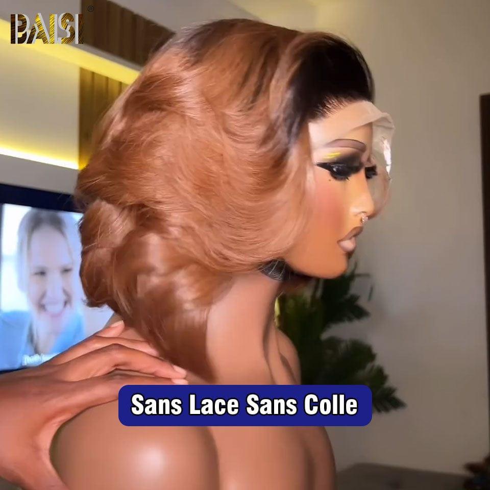 BAISI Achetez 2 perruques minimum au prix d'usine fournisseur Perruque 13X4 Carrée Lisse En Couleur Noir Miel 1B#30 Pré-plucked Pas Besoin de Colle en 100% Raw Hair Lace déjà couper (Pas Besoin de Code)