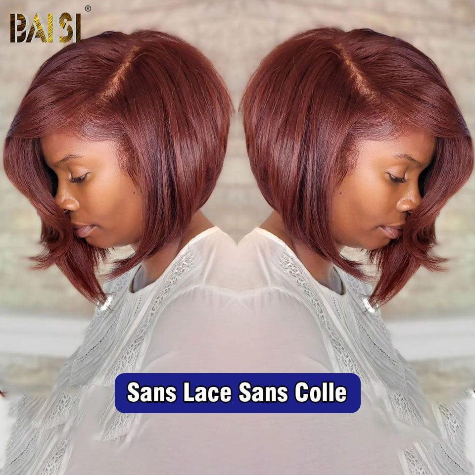 BAISI 13X4 Straight Bob Wig In Brown #4 Pre-Plucked No Glue Needed in 100% Raw Hair Lace Already Cut