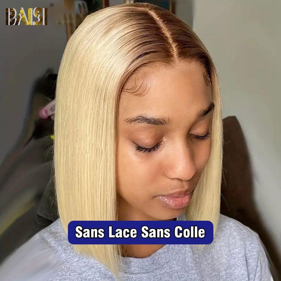 BAISI Achetez 2 perruques minimum au prix d'usine fournisseur 13X4 Perruque Carrée lisse Noir Blonde 1B#613 Pré-plucked Pas Besoin de Colle en 100% Raw Hair Lace déjà couper(Pas Besoin de Code)