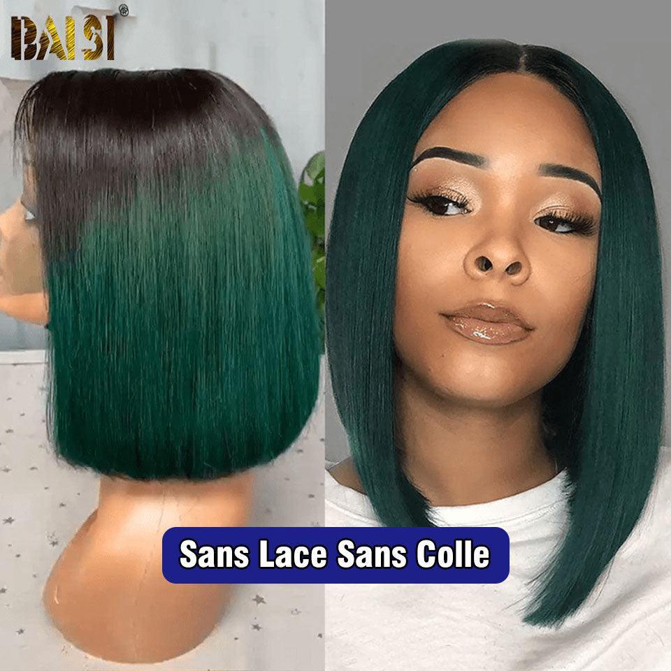 BAISI Achetez 2 perruques minimum au prix d'usine fournisseur 13X4 Perruque lisse 1B Vert En 100% Cheveux Humains Pré-plucked Pas Besoin de Colle en 100% Raw Hair Lace déjà couper (Pas Besoin de Code)