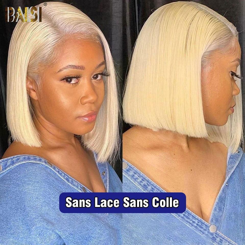 BAISI Achetez 2 perruques minimum au prix d'usine fournisseur 13x4 Perruque Bob Lisse En Blonde #613 Coupe CarréePré-plucked Pas Besoin de Colle en 100% Raw Hair Lace déjà couper (Pas Besoins De Code)