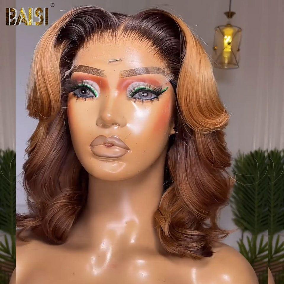 BAISI 13x4 Lace Frontal Perruque Bouncy curl en Mixte #4#27 136€ en 100% Cheveux Humains