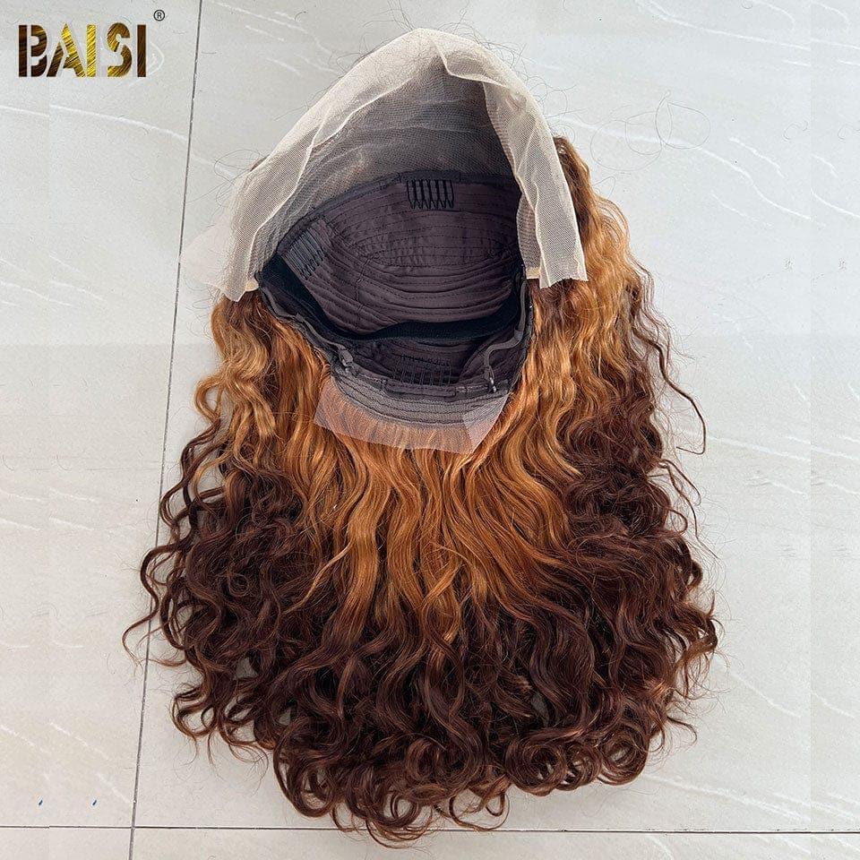 BAISI 13x4 Lace Frontal Curly Wig in color #4#30#4 in 100% Human Hair