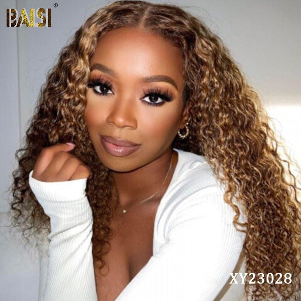 BAISI 13x4 Lace Frontal Curly Perücke in der Farbe P4/30# aus 100 % Echthaar XY23028