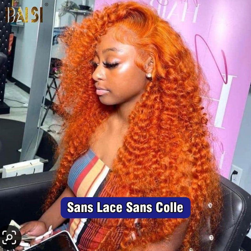 BAISI Buy at least 2 wigs at factory supplier price 13x4 Lace Frontal Curly Wig In Orange No Glue Lace Already Cut Easy to Wear 100% Human Hair (No Code Needed)