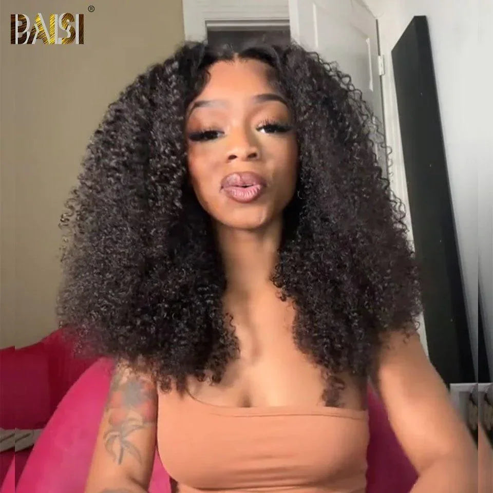 BAISI Flash Sale Natural Wig With Lace Frontal Curly In 100% Human Hair