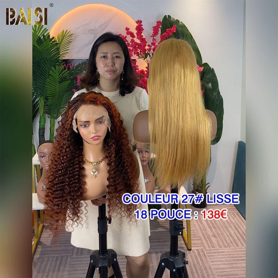 BAISI Achetez 2 perruques minimum au prix d'usine fournisseur 1 Lisse 59€ ou 1 Boucle 56€ ou 13x4 Lace Frontal Perruque Lisse plus Deep Wave en couleur en 100% Cheveux Humains