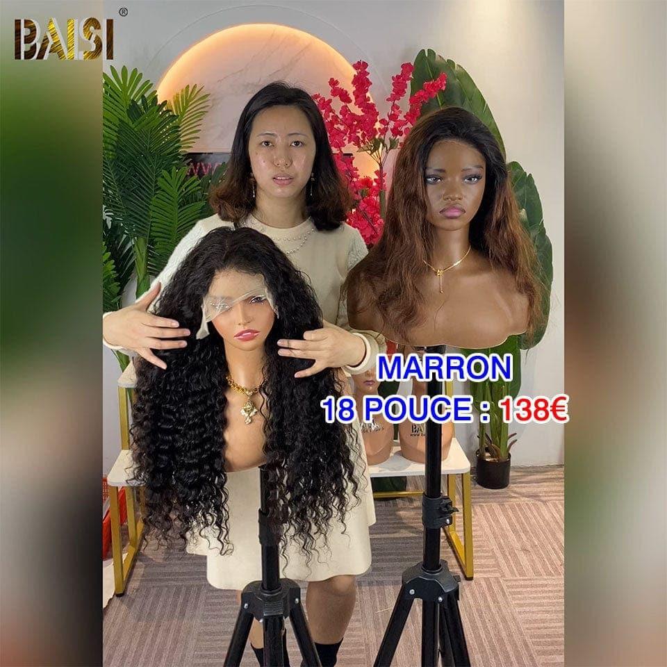 BAISI Achetez 2 perruques minimum au prix d'usine fournisseur 13x4 Lace Frontal Perruque curly Wave plus Body Wave en 100% Cheveux Humains