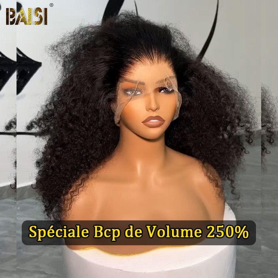 BAISI Bouclé Deep Wave 13x4 Vietnam Hair 250% densité avec frontale Perruque de luxe haute de gamme plus de 20 ans d' utilisations