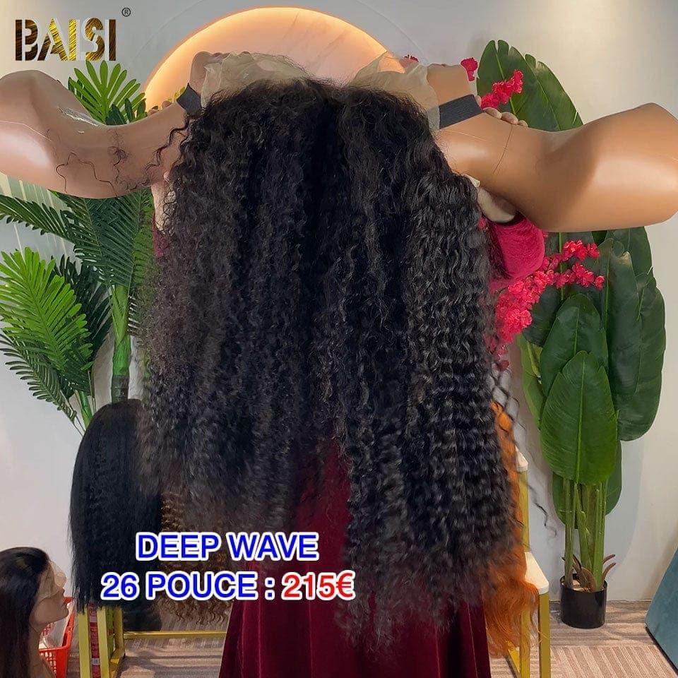 BAISI Achetez 2 perruques minimum au prix d'usine fournisseur Perruque Deep Wave plus Curly et Lisse bob en Noir en 100% Cheveux Humains