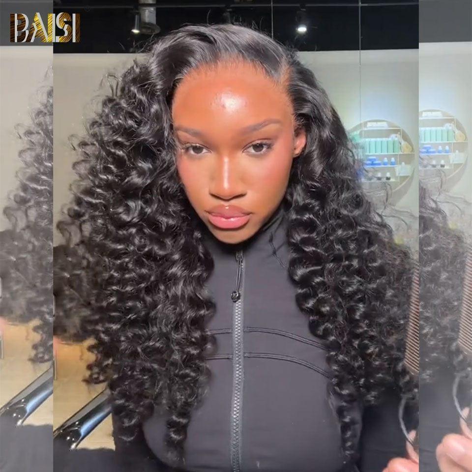 BAISI 100% Human Hair Natural Wave Lace Front Human Hair Wig