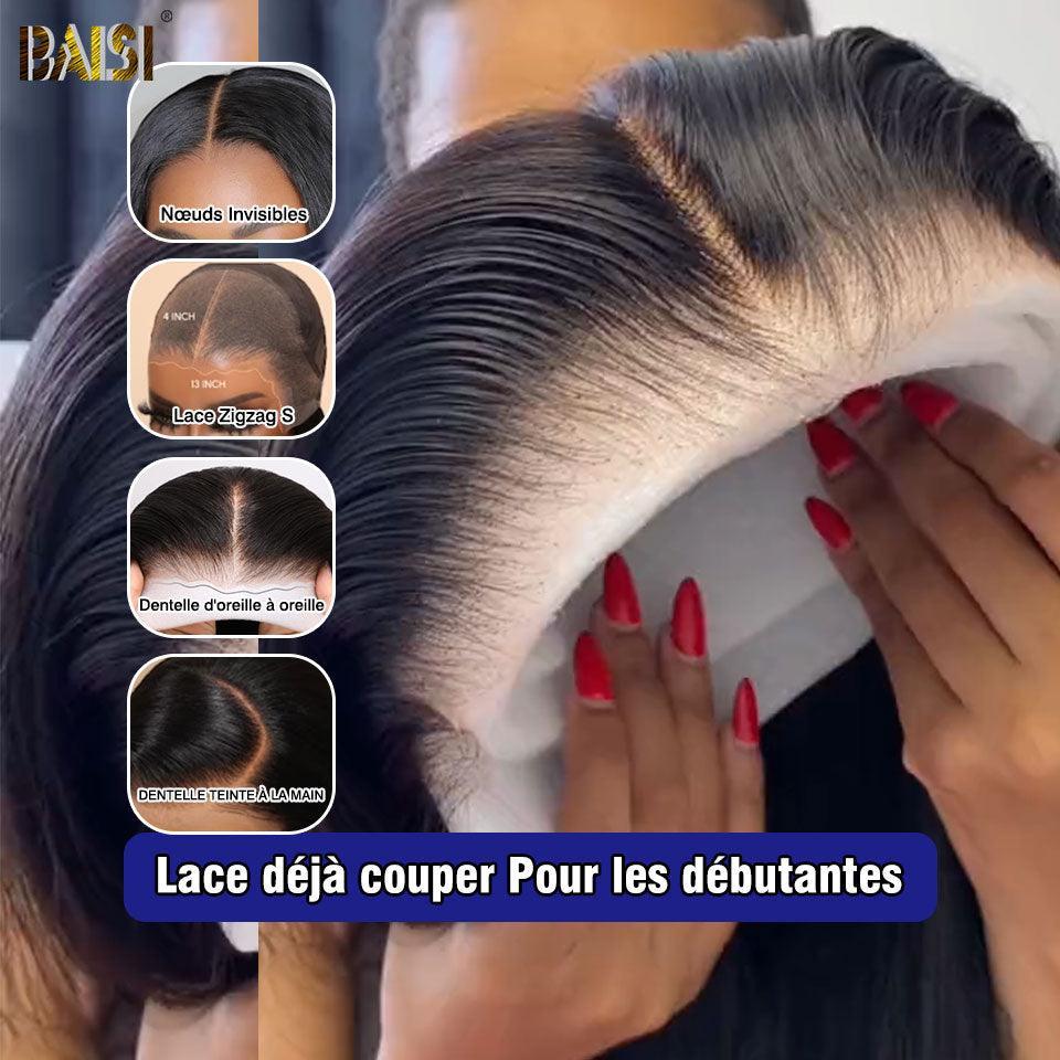 BAISI 13X4 Perruque Lisse Pré-plucked lace invisible frontale pré-épillées résultat impeccable 100% vrais cheveux humains 4C