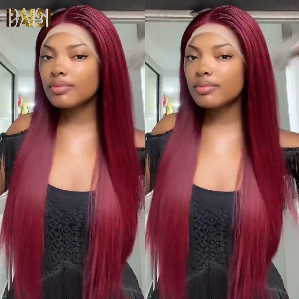 BAISI perruque Lisse en Couleur Bordeaux à moitié prix en 24H 175€ en 100% cheveux humains