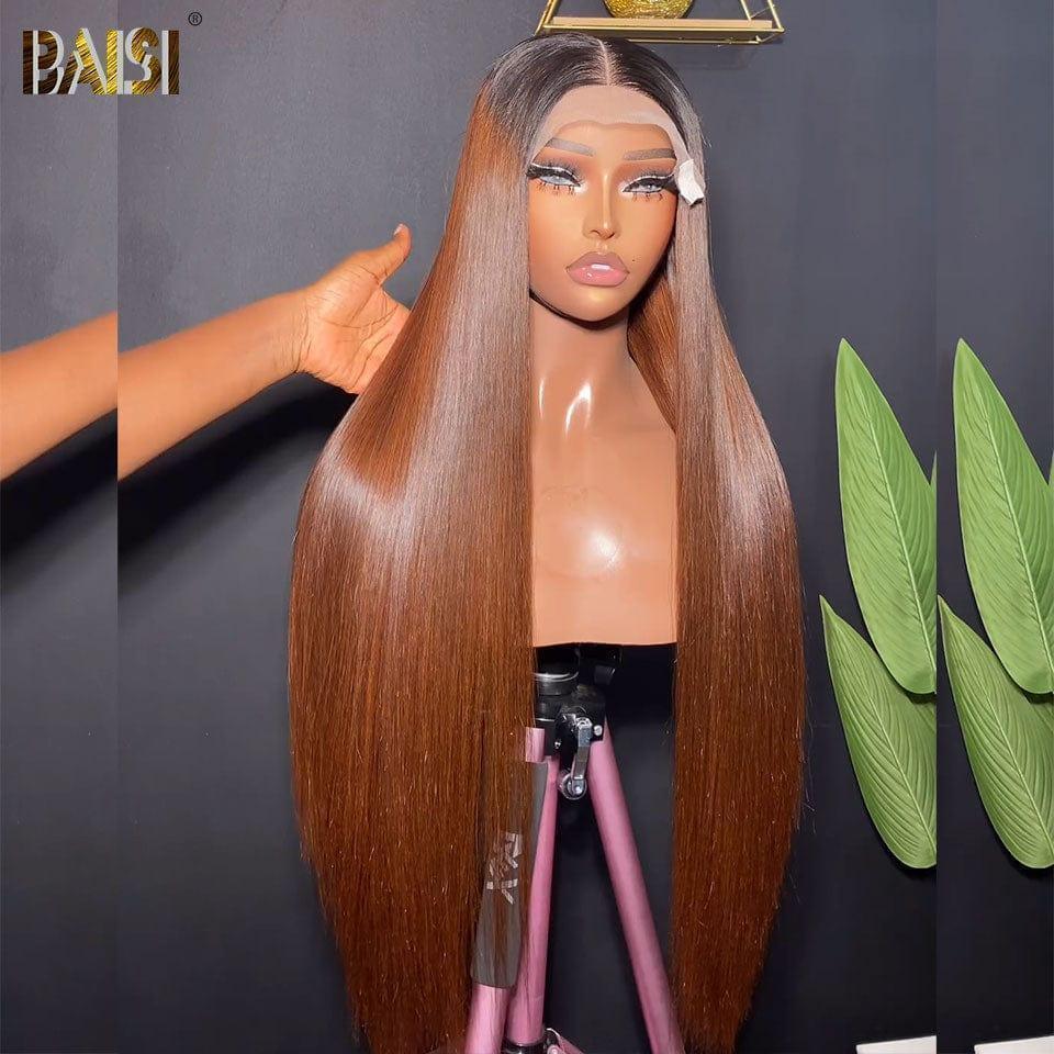 BAISI 4X4 Lace Closure smooth in brown color 1BT4# in 100% real human hair