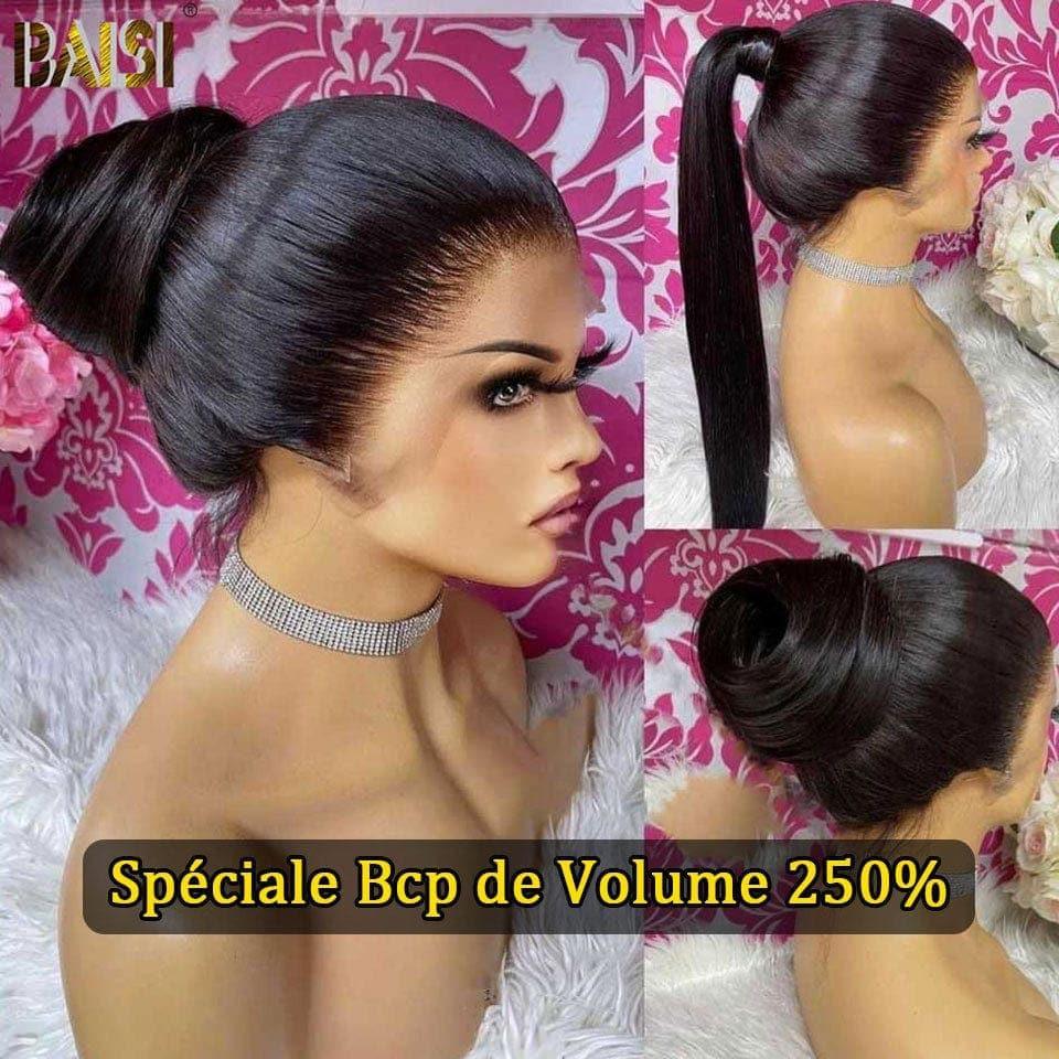BAISI Bouclé Lisse 13x4 Densité 250% avec frontale Perruque de luxe haute de gamme plus de 10 ans d' utilisation Full Lace Perruques