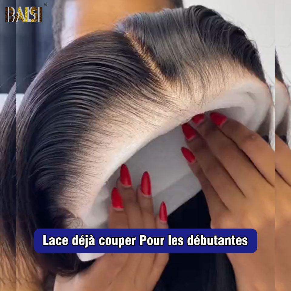BAISI 13X4 Perruque Lisse Pré-plucked lace invisible frontale pré-épillées résultat impeccable 100% vrais cheveux humains 4C