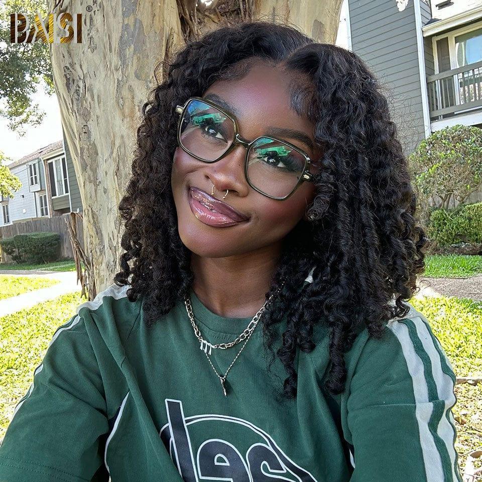 BAISI 13x4 Frontal Perruque Bouclée TW NOIR 18 Pouces 198€ 300% haute densité En 100% Cheveux Humains En Grande Promo