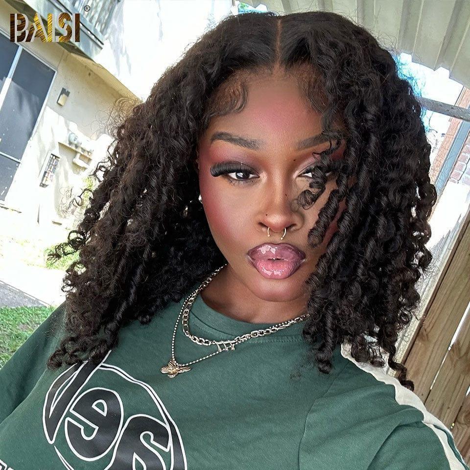 BAISI 13x4 Frontal Perruque Bouclée TW NOIR 18 Pouces 198€ 300% haute densité En 100% Cheveux Humains En Grande Promo