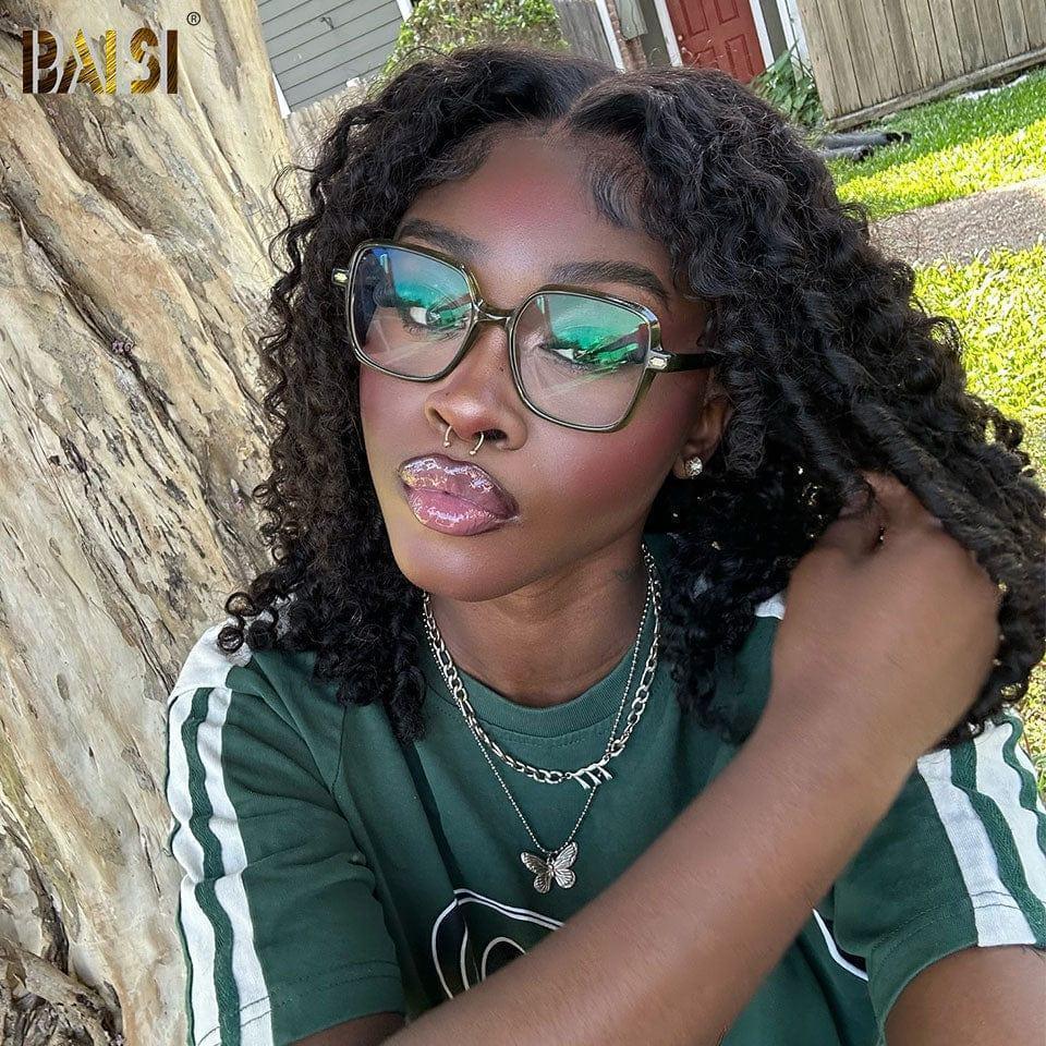 BAISI 13x4 Frontal Perruque Bouclée TW NOIR 18 Pouces 198€ 300% haute densité En 100% Cheveux Humains En Grande Promo