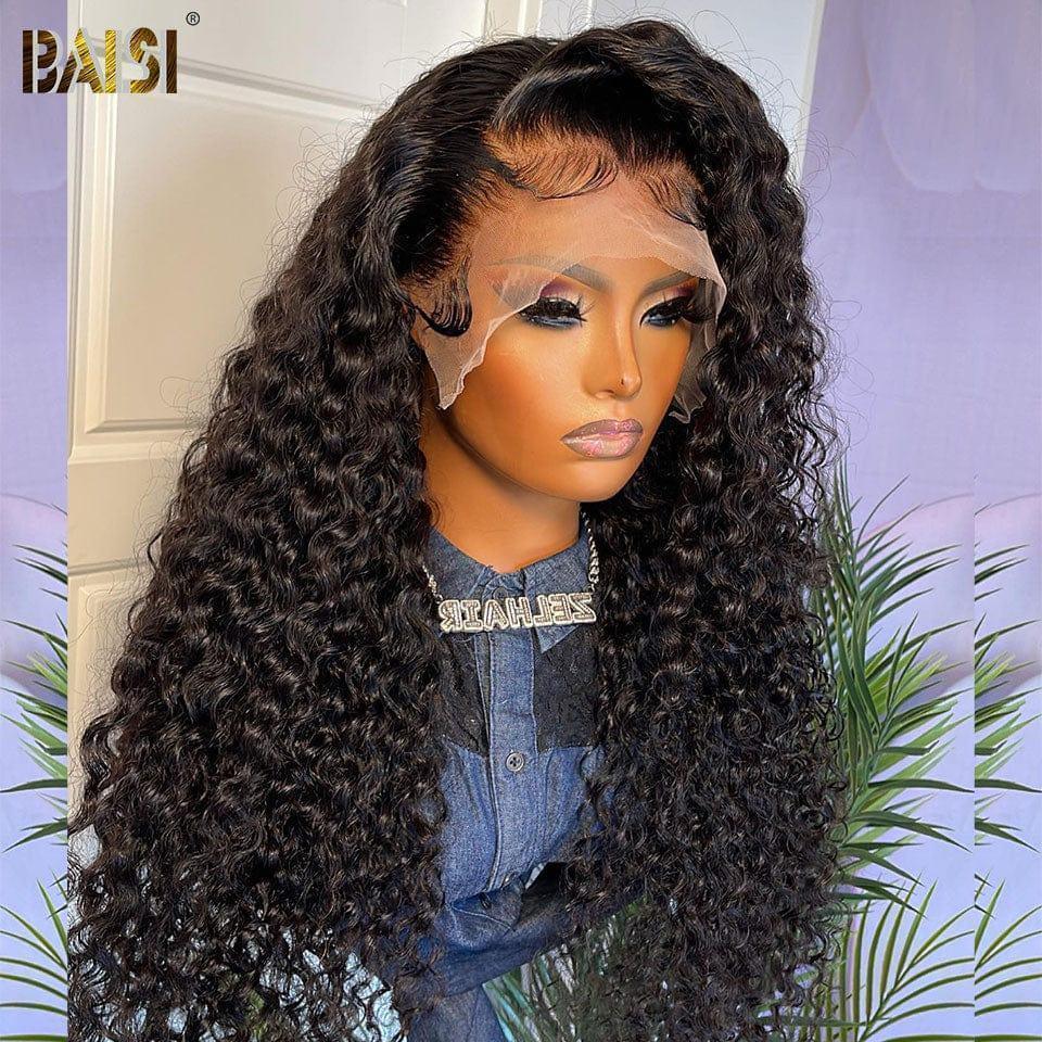 BAISI Natural Wig With Lace Frontal Water Wave Made Of 100% High-Quality Human Hair