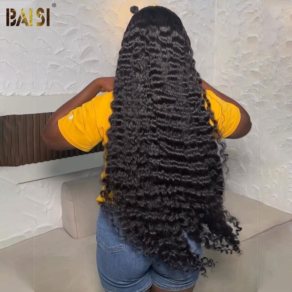 BAISI 13X4 frontal perruque trop longue water wave en 100% cheveux humains