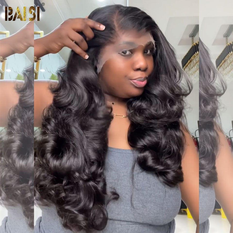 BAISI 13X4 perucas de onda corporal de luxo 24 polegadas A1 feitas por volume de cabelo virgem duplo desenhado Vietnã Cabelo 300% densidade mais de 20 anos de uso CÓDIGO FR20