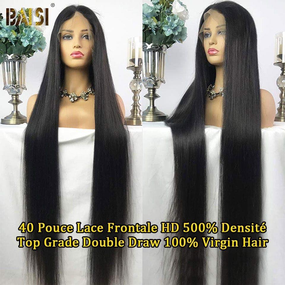 BAISI Top Modèle Luxueux 13x4 HD Lace Frontal Perruque Lisse Hyper Longue 40 Pouces En 100% Virgin Hair En Haut De Gamme