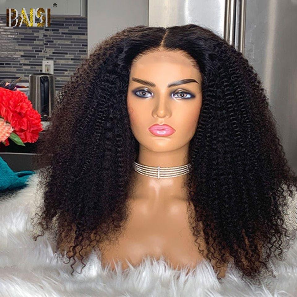 BAISI Natural Wig With Lace Frontal Kinky Curly Made Of 100% Human Hair