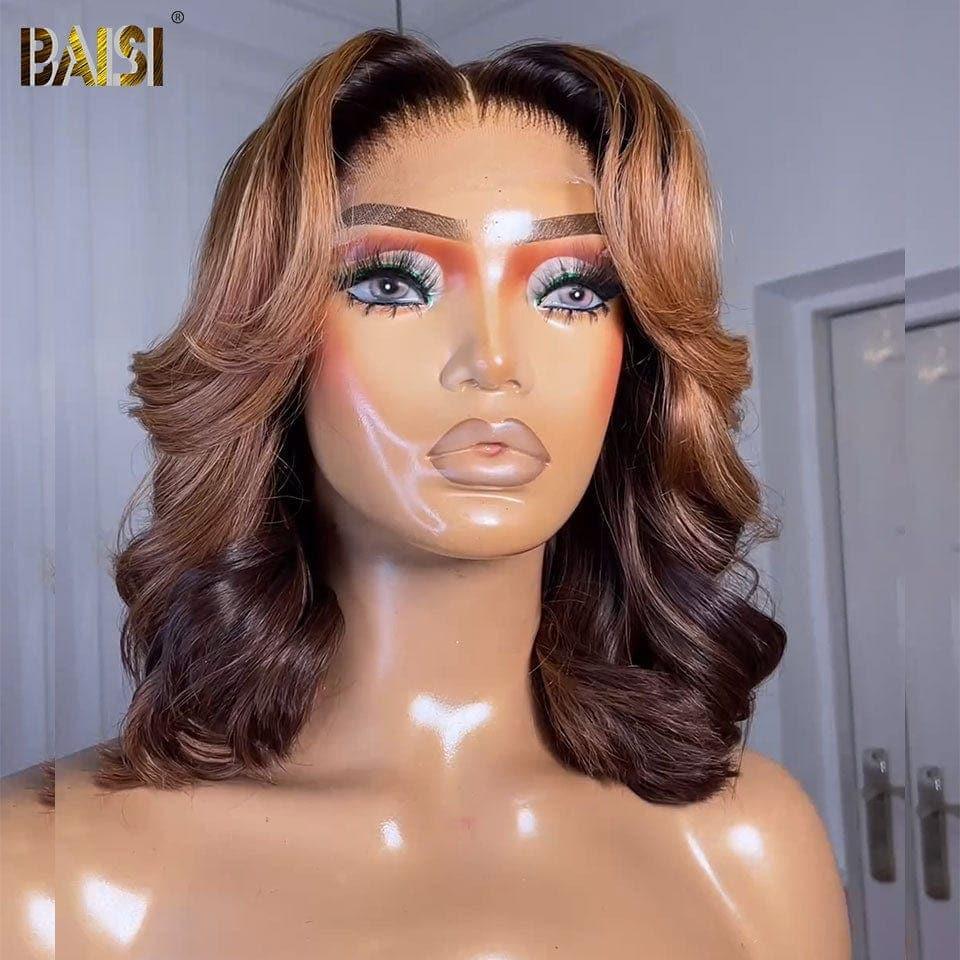 BAISI 13x4 Lace Frontal Perruque Bouncy curl en Mixte #4#27 136€ en 100% Cheveux Humains