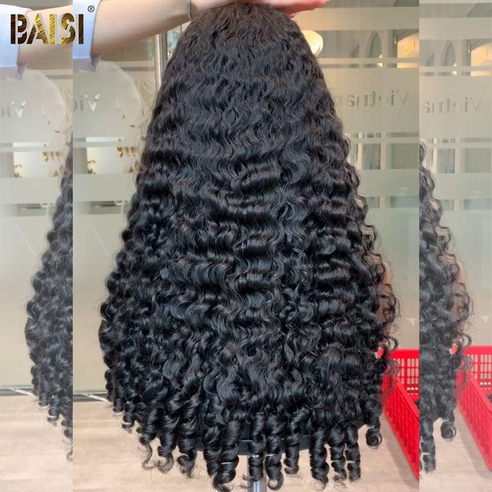 BAISI 13X4 Luxuriöse Bouncy Curly A1-Perücken. Hergestellt aus doppelt gezogenen, reinen Haarsträhnen, Volumen 250 % Dichte, mehr als 20 Jahre Gebrauch