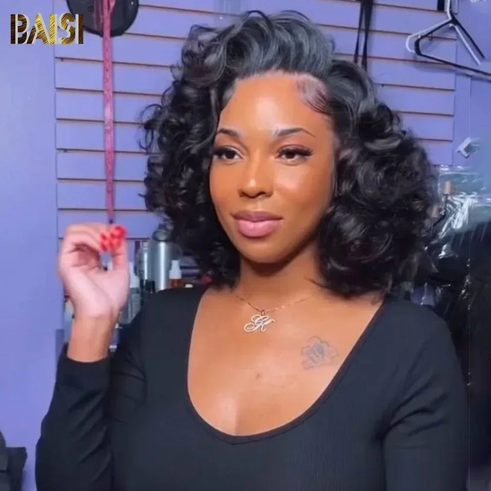 BAISI Promo Gifts Body Wave Wig 065C Black + 1 cap + 1 Free mini iron VIP100