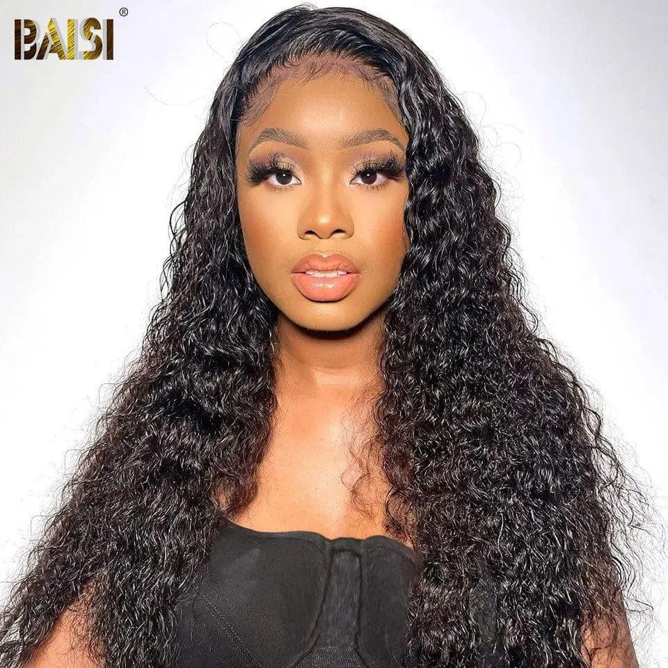 BAISI 13x6 Frontal Perruque Curly 18 Pouce 179€ Pré-plucked Pas Besoin de Colle en 100% Raw Hair Lace déjà couper B CODE: FR20