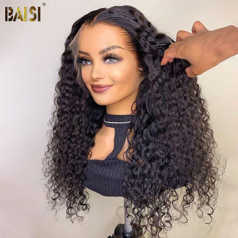 BAISI 13x4 Frontal Perruques de Luxe Curly volume 350% densité 24 pouce 219€ A1 Fabriquées par les cheveux double drawn mèches vièges plus de 20 ans d' utilisations FR38