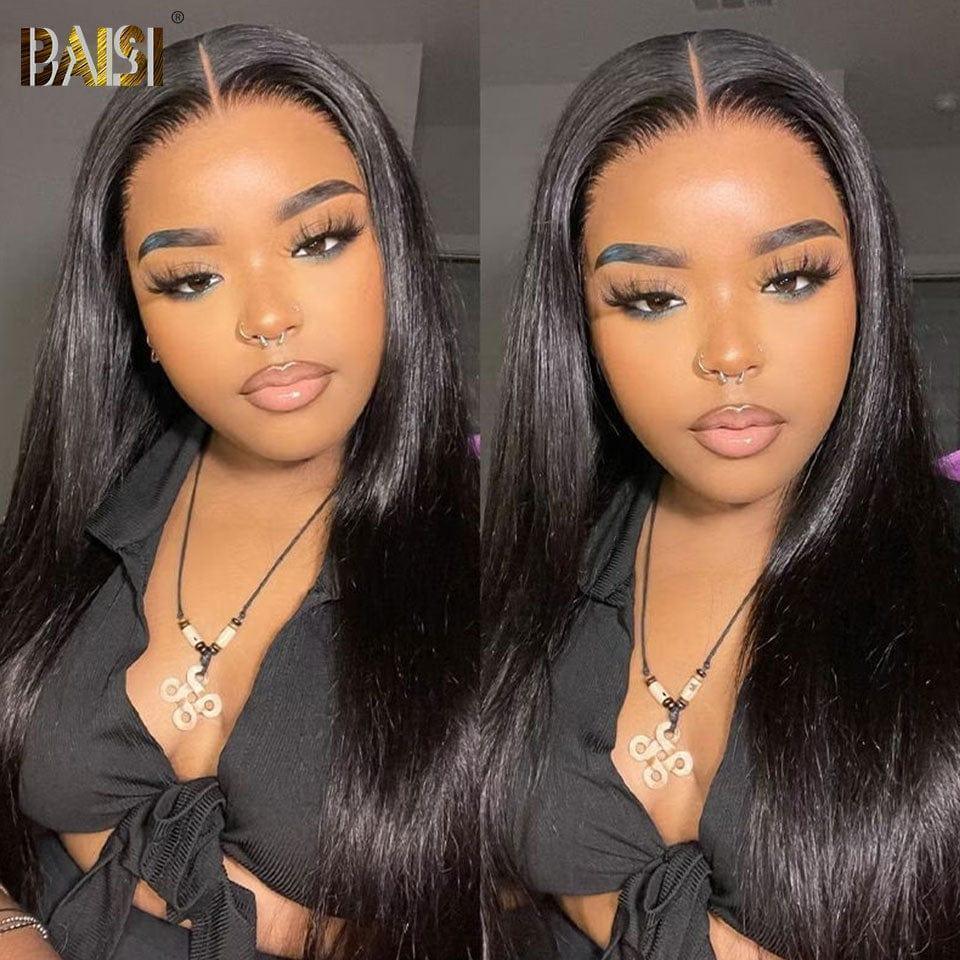 BAISI 13x6 HD peruca de renda reta em renda preta sem cola já cortada fácil de usar em cabelo 100% humano