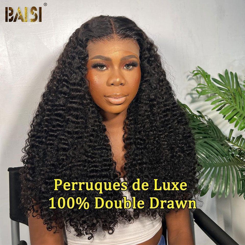 BAISI 13X6 Perruques de Luxe Haute Qualité Curly A2 Fabriquées par les cheveux double drawn