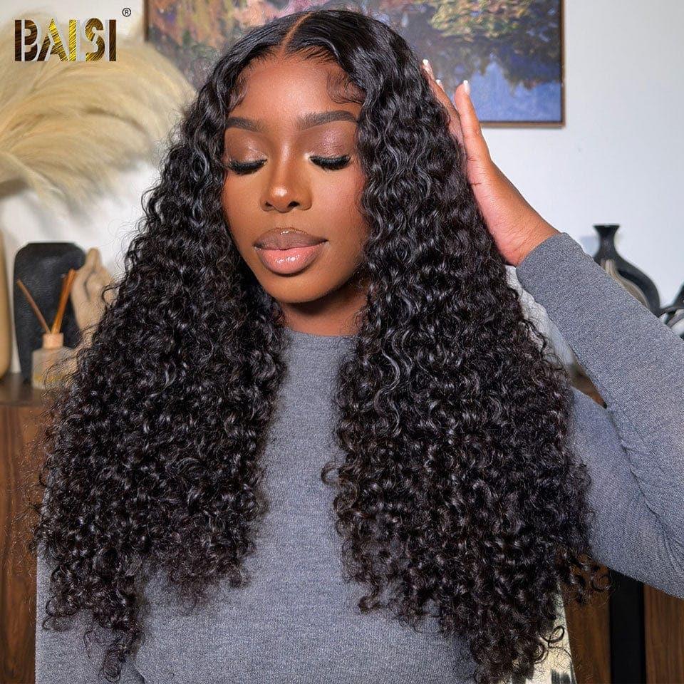 BAISI 13x6 Frontal Perruque Curly 20 et 30 Pouce Pré-plucked Pas Besoin de Colle en 100% Raw Hair Lace déjà couper FR38